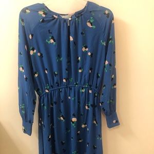 Blue animal print long sleeve dress.